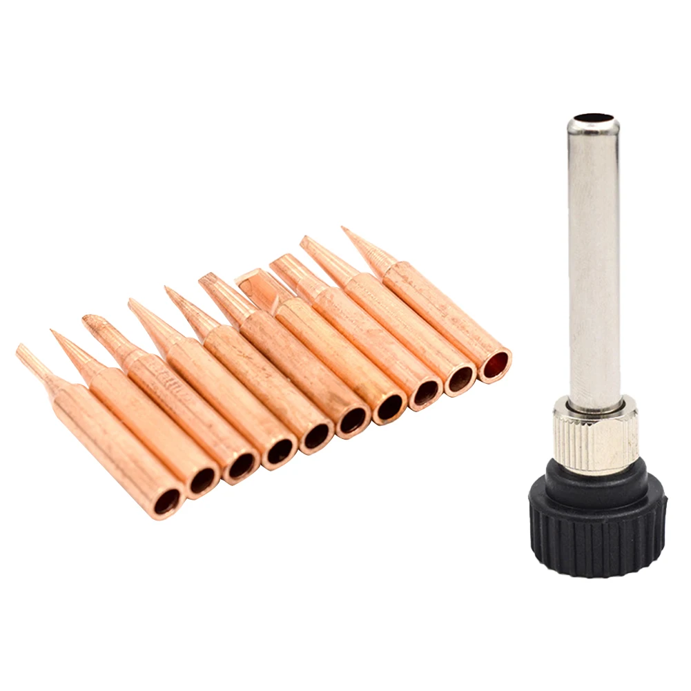 

11pcs 900M-T-I Portable Internally Heated Durable Accessories With Sleeve 900M-T Soldering Iron Tip 936 937 Copper Replaceable