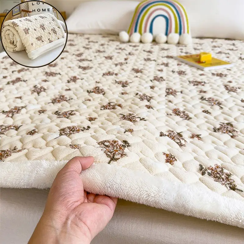 Зимний мягкий матрас с молочным бархатным покрытием двойное покрывало роскошная