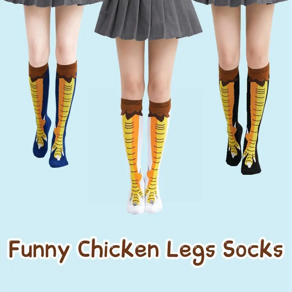 

Женские сексуальные носки с куриными лапами, женские забавные индивидуальные чулки, носки выше колена, тонкие носки с курицей J4W8