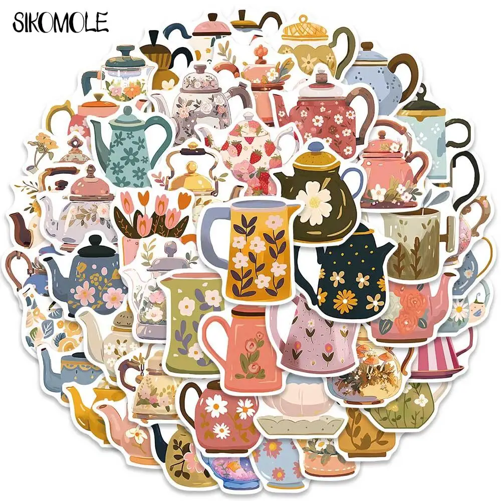 10/30/50 шт. Мультяшные таинственные красочные цветочные чайные кастрюли наклейки