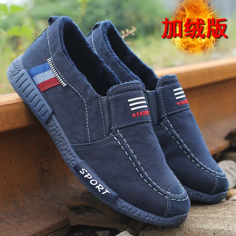 Fashion Men Canvas Shoes Male Summer Casual Denim Shoes Mens Sneakers Slip On Loafers Driving Moccasin Chaussure Homme Black