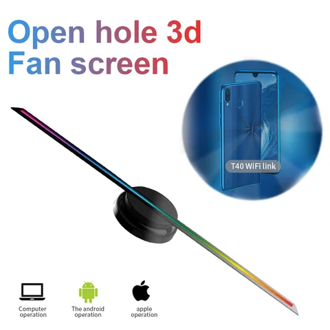 Голографический 3D проекционный вентилятор с Wi-Fi, экран со светодиодной подсветкой и дистанционным управлением, рекламный дисплей HD с плавающей картинкой, крутая Поддержка приложения