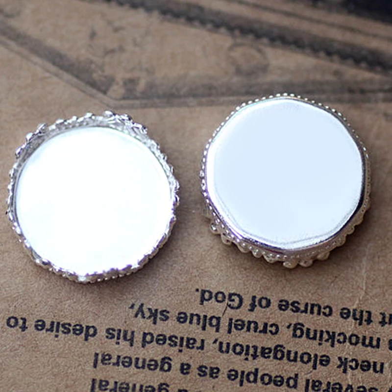 

10pcs Fit 15mm 20mm wholesale Silver Plated Crown Pendant Blanks Bezel Setting Tray for Cameo Cabochons Accessories Wholesale