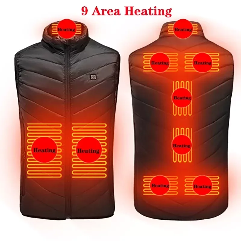 

NEW IN Areas Heated Vest Jacket USB Men Winter Electrical Heated Sleevless Jacket Outdoor Fishing Hunting Vest S-5XL