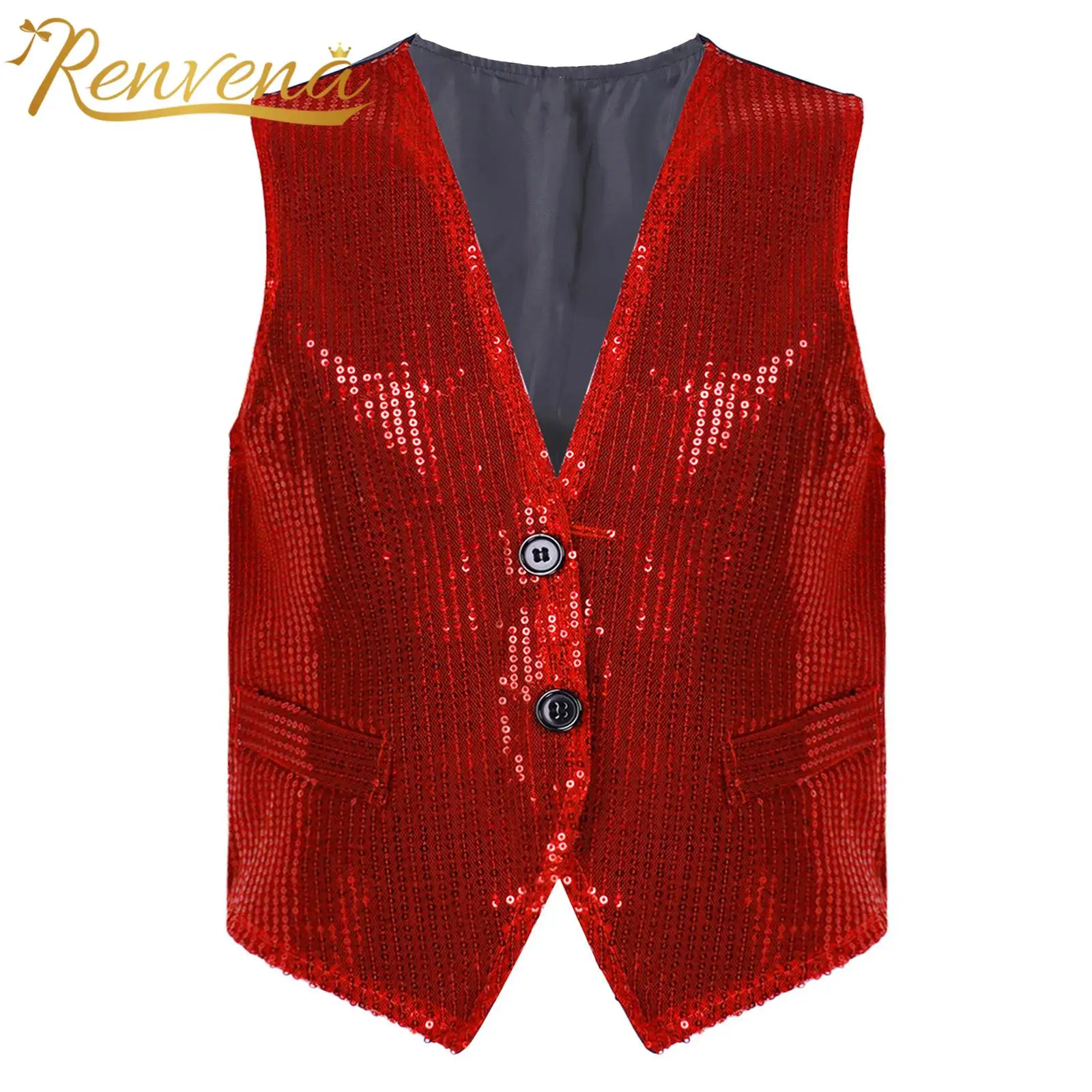 

Детский Блестящий жилет с блестками для мальчиков и девочек