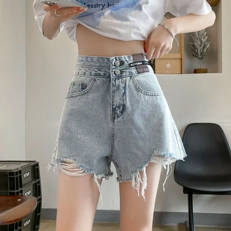 

Women Denim Shorts Lace Ulzzang Stylish Wide Leg Female High Waist All-match Vintage Fashion Style Tight Elegant Skirts G348