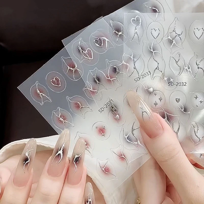 Металлические серебряные линии наклейки для маникюра ногтей металлические