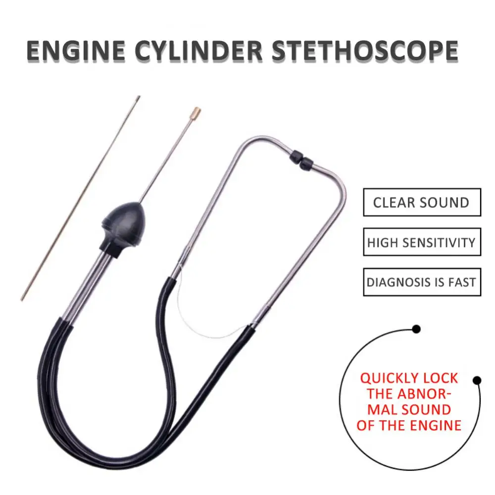 

Humanized Design Earplugs Stainless Steel Cylinder Stethoscope Durable Practical Automobile Abnormal Sound Diagnosis Device