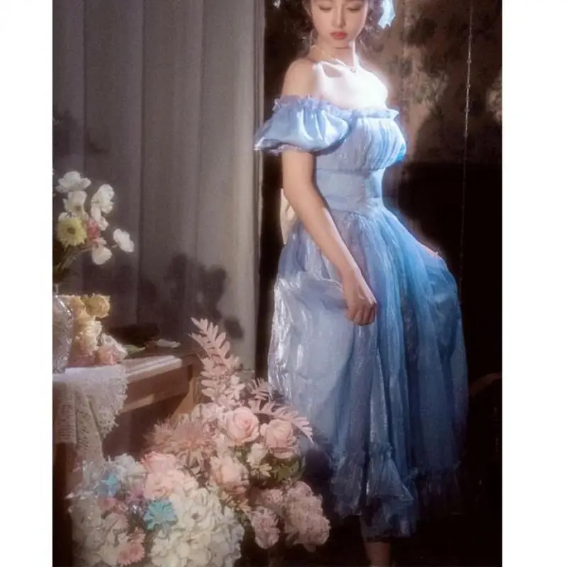 Синие платья принцессы для дня рождения элегантные простые свадебные