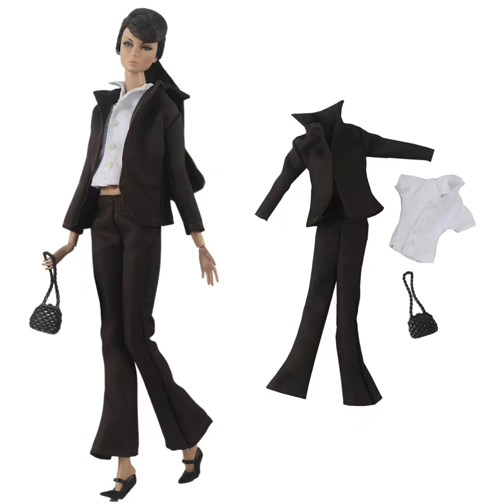 

Темно-коричневый офисный женский костюм для работы 1/6 кукольные наряды для куклы Барби Одежда для куклы 30 см аксессуары для кукол пальто кур...