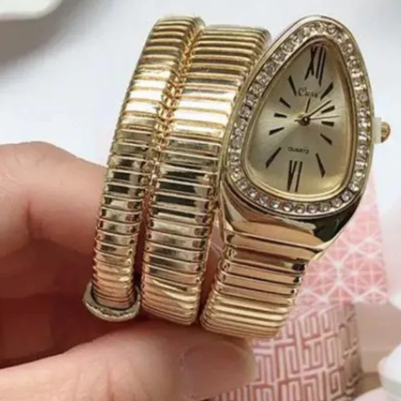 Классические часы в форме змеи для женщин золотые серебряные масштабируемые