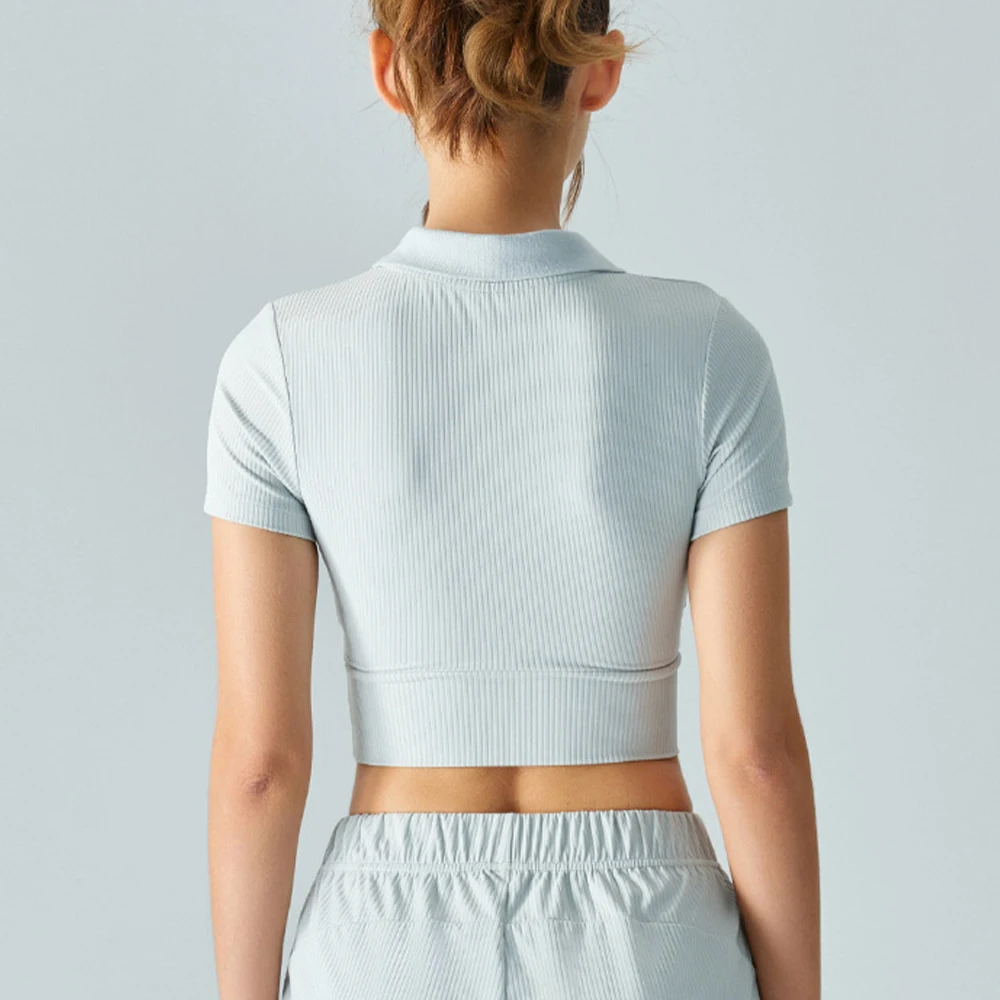 WISYOA Polo Collar Sports Shirts for Fitness Yoga Short Sleeve Sportswear Gym Tennis Golf T-shirt Workout Tops for Women