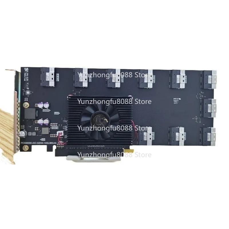 Фото Карта расширения PCIe 4.0 с 10 портами SFF-8654 8i U.2 NVMe для графических карт AI №1