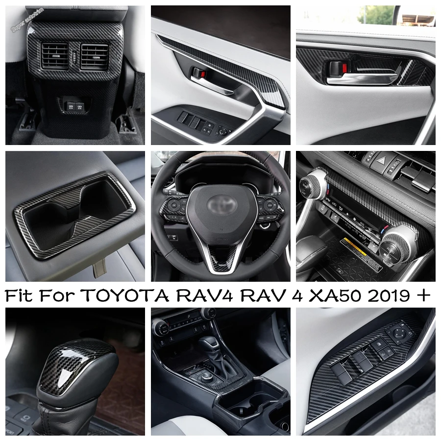 

Carbon Fiber Texture Interior Modification Accessories Parts Door Strip Cover Trim ABS For TOYOTA RAV4 RAV 4 XA50 2019 - 2022