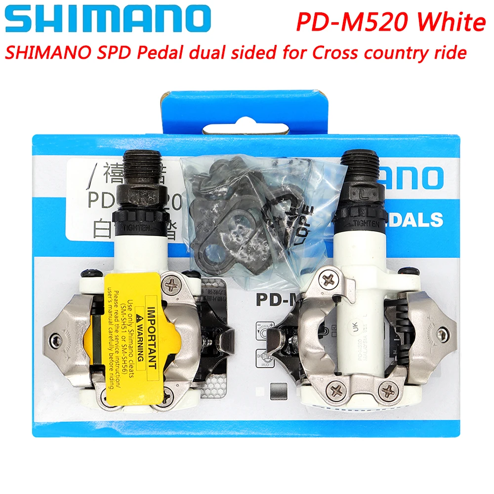 SHIMANO PD-M520 White Bicycle Pedal SPD Dual Sided Self-locking for Cross Country Ride MTB Bicycle Pedals Original Bike Parts