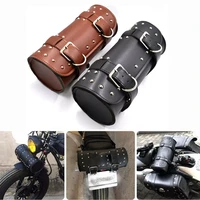 universal motorcycle tool storage bag pu leather tool tail bag front fork roll saddle luggage bag waterproof bicycle accessories