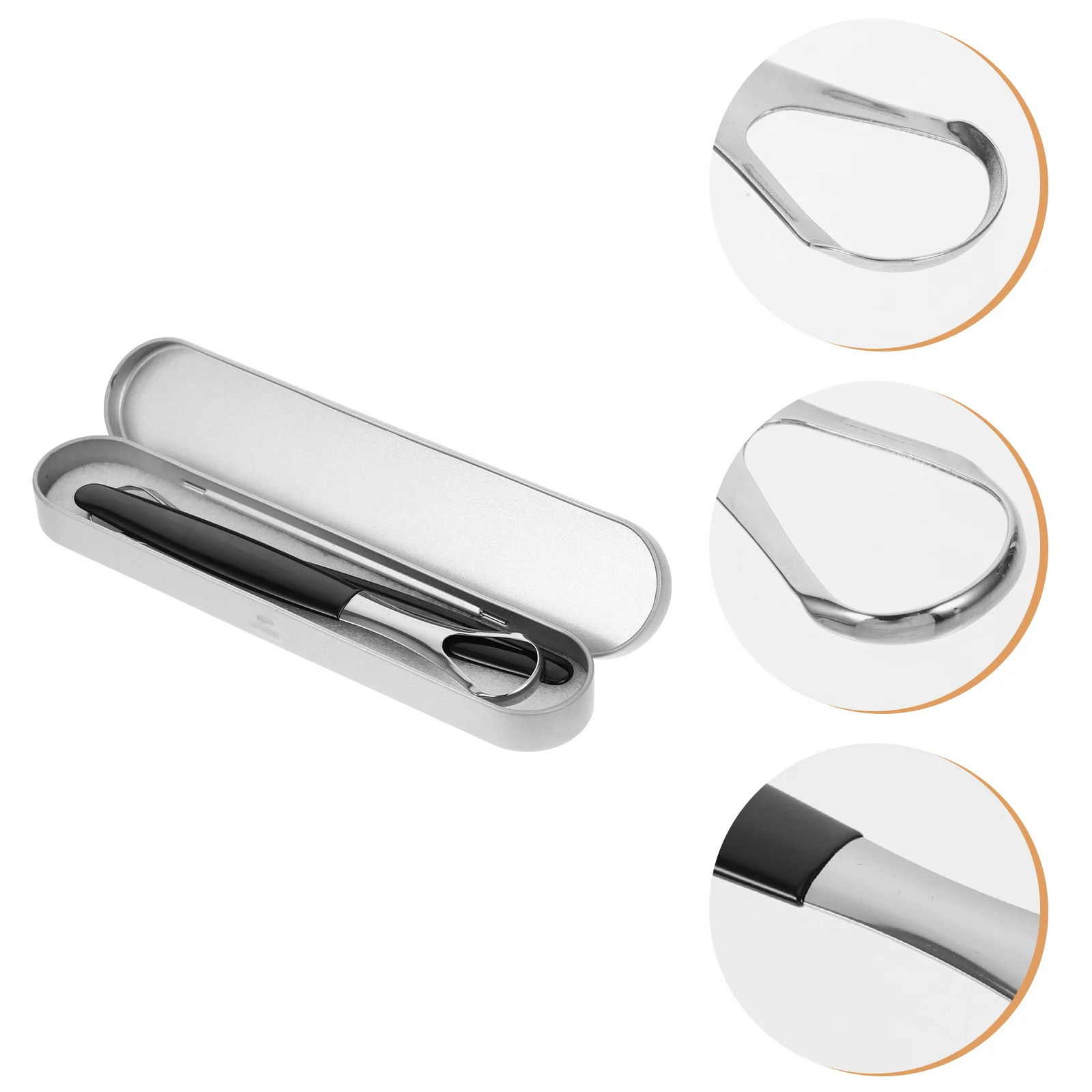

1 Set of Tongue Scraper Stainless Steel Tongue Cleaner Portable Tongue Scraper with Box