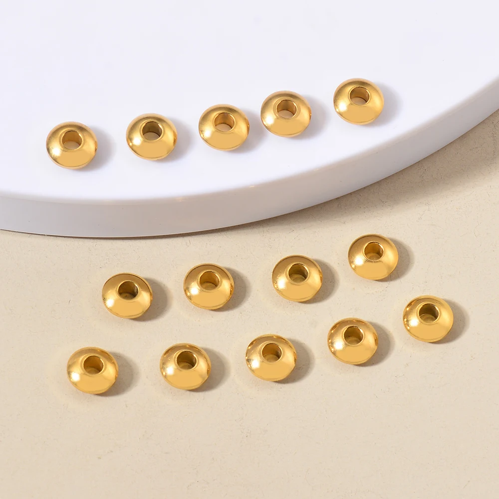 20-50pcs 4mm 6mm 8mm Stainless Steel Round Flat Rondelle Spacer Beads DIY Charms Abacus Bead for Jewelry Materials Accessories