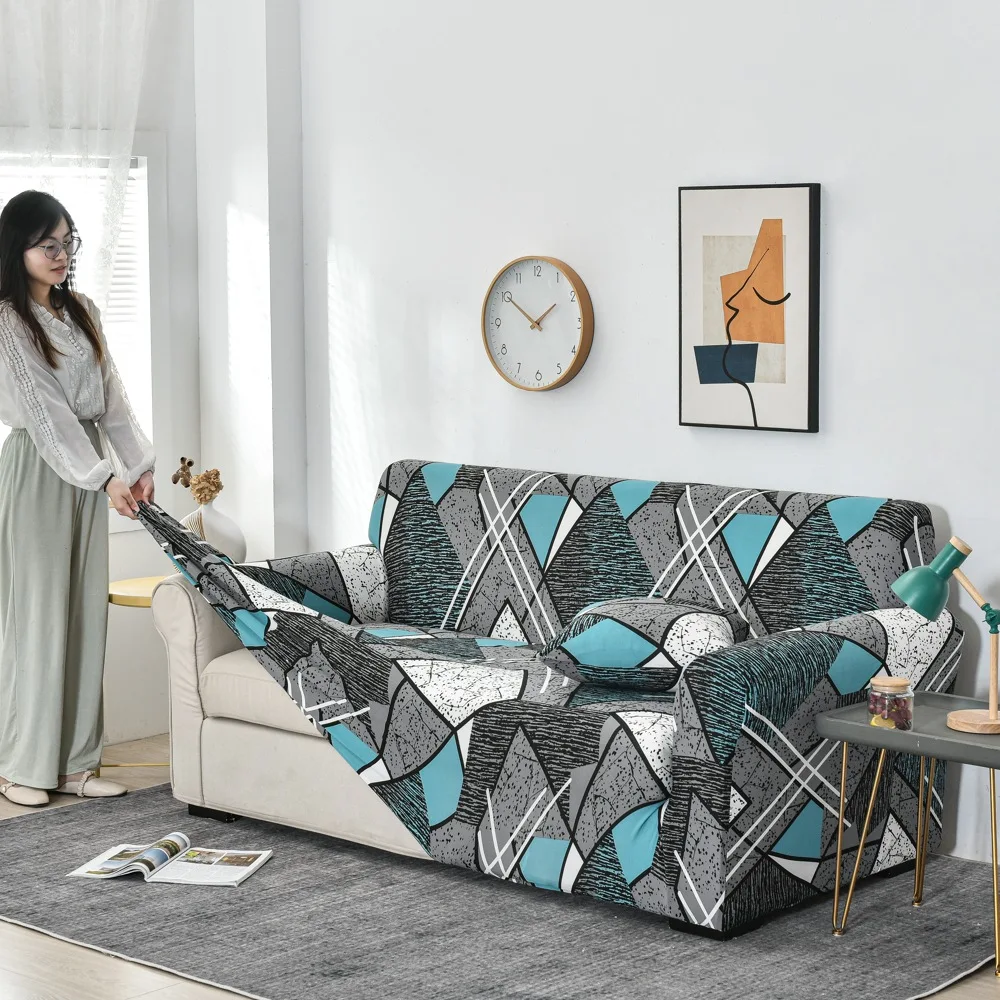 

geometric printed sofa cover for living room stretch plaid sofa slipcover home decor sofa covers 1/2/3/4-seater