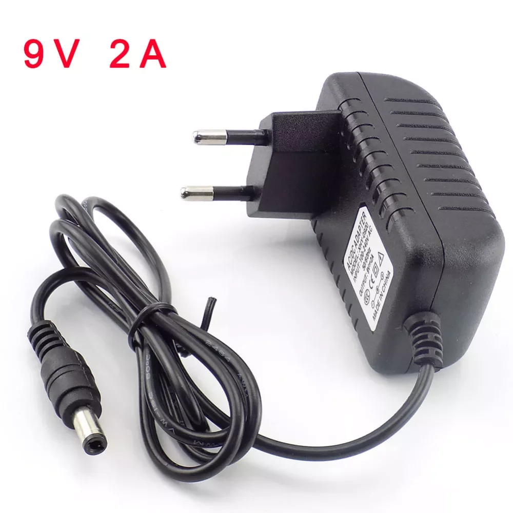 

2022New Power adapter 9V 2A 2000ma 5.5x2.1mm 5.5x2.5mm 1M cable power supply EU US adaptor AC 100V-240V Converter Adapter