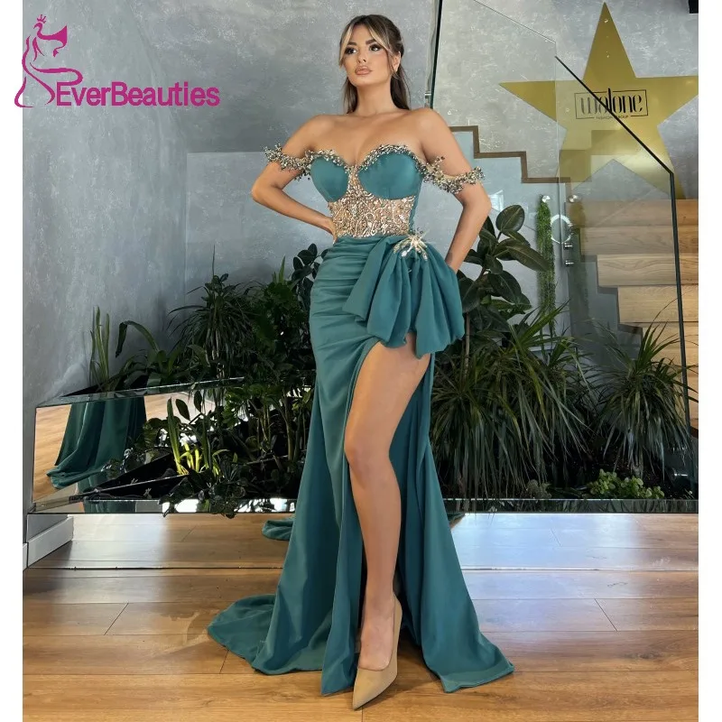 

Mermaid Satin Prom Dresses Vestidos Elegantes Para Mujer Off Shoulder Formal Dresses Long Plus Size Maxi Evening Gowns for Women