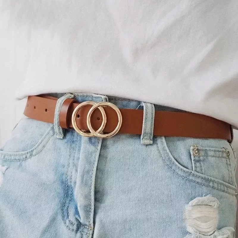 

Free shipping belts for women Adjustable double ring alloy fashion Retro buckle head slim waist belt women Luxury design free sh