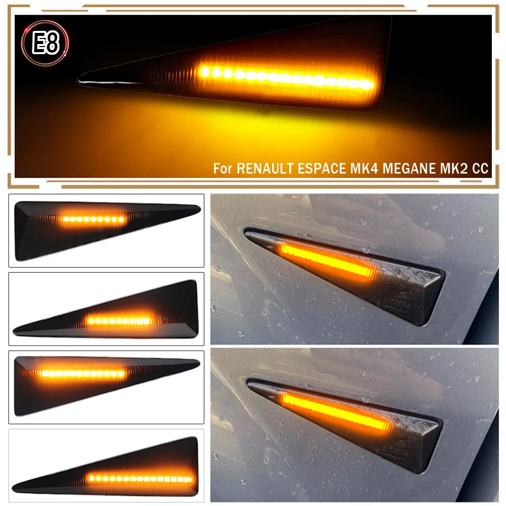 

2Pcs Dynamic Amber LED Side Marker Turn Signal Light For Renault Avantime Espace IV Megane 2 Scenic 2 Vel Satis 02-09 Wind 10-13