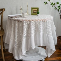 embroidered floral tablecloth for wedding birthday parties decor round table embroidered floral tablecloth