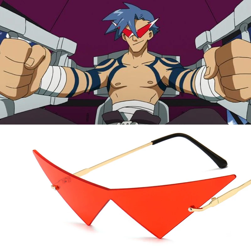 

Очки с аниме Tengen Toppa Gurren-Lagann Kamina, готический костюм для косплея в стиле панк, солнцезащитные очки, аксессуары, реквизит