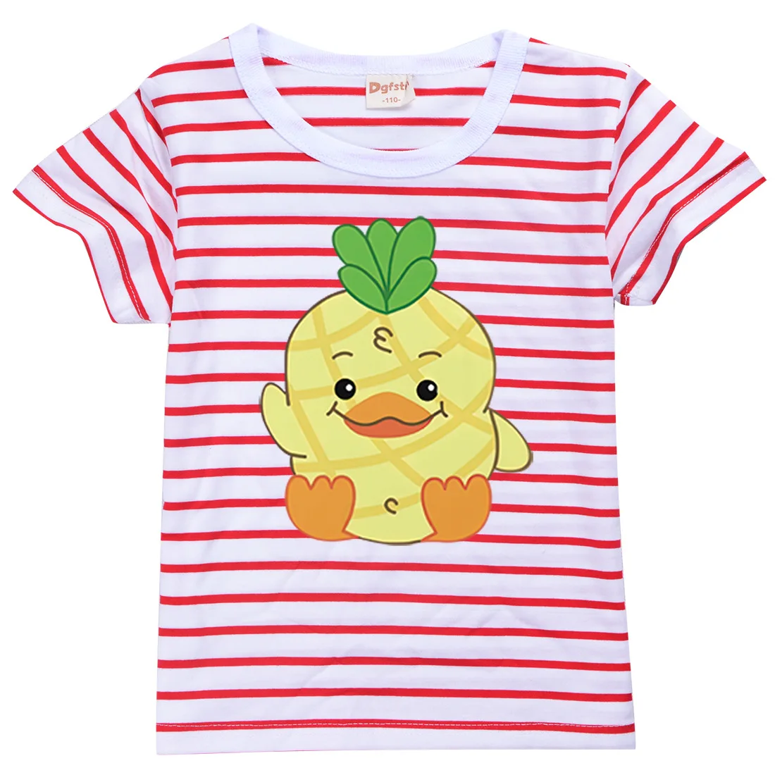 

Летняя Повседневная модная футболка с коротким рукавом, круглым вырезом и мультяшным принтом утки для мальчиков и девочек, Детская уличная ...