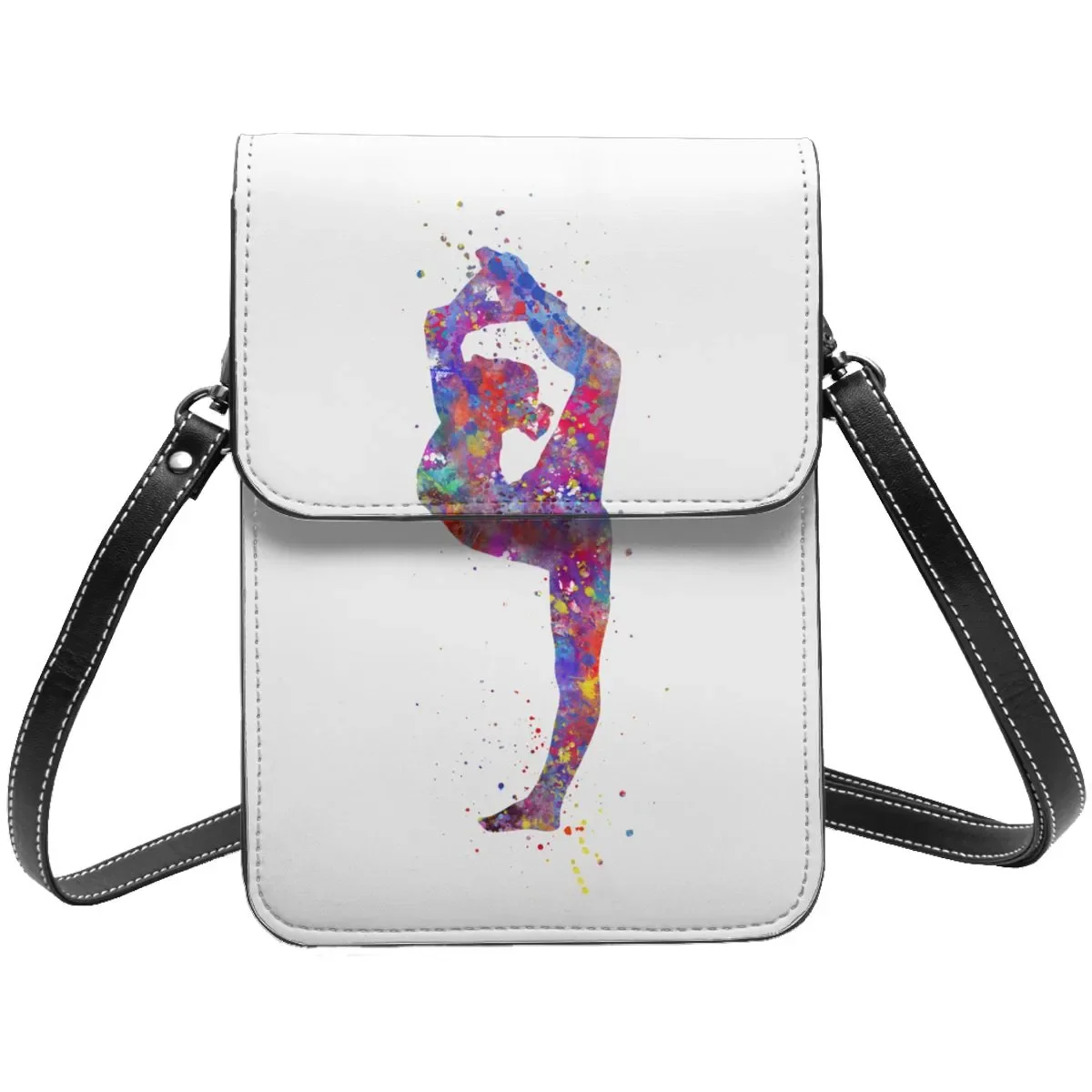 

Watercolor Gymnastics Girl Shoulder Bag Teen Gift Gymnastics Wall Art Woman Gift Mobile Phone Bag Reusable Leather Office Bags