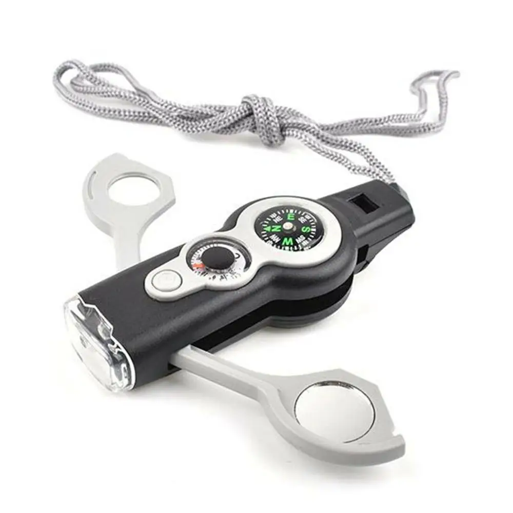 

Multi-function Outdoor Portable Safety Whistle Survival Whistle Compass Magnifier