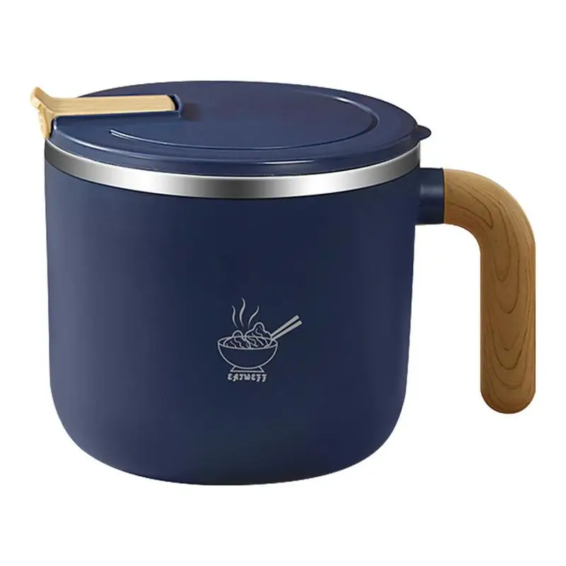 

Eco-Friendly Stainless Steel Noodles Bowl With Lid And Handle Dinnerware Set Soup Fruit Salad Rice Bowl