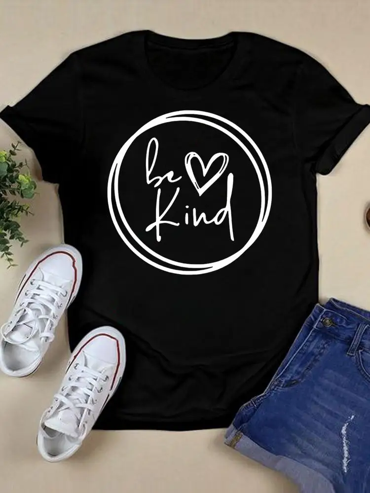 

Милая стильная трендовая футболка с надписью, женская футболка с коротким рукавом, футболка, летняя черная футболка с принтом, женская модн...