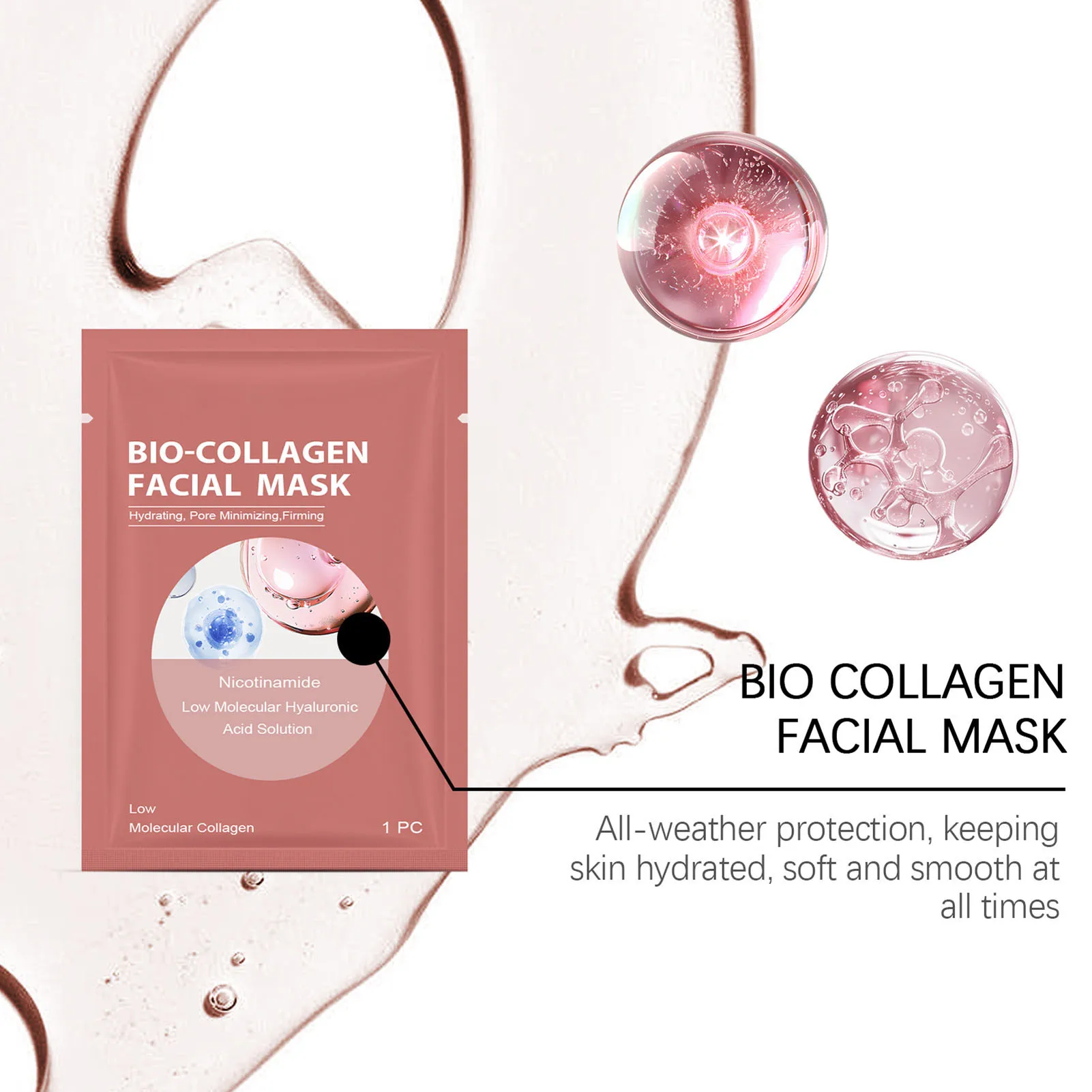 4 шт. биоколлагеновая глубоко увлажняющая маска восстанавливающая большие поры