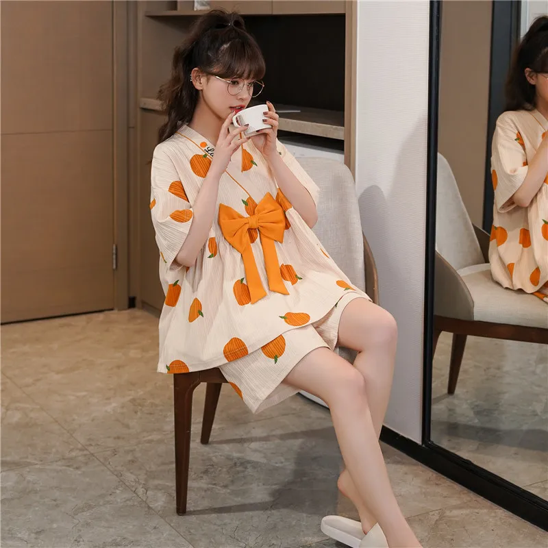 New Summer Women Pyjamas Cartoon Pajamas Sets Sleepwear Casual Nightwear Pijama Mujer Shorts short sleeve M-2XL home clothes set