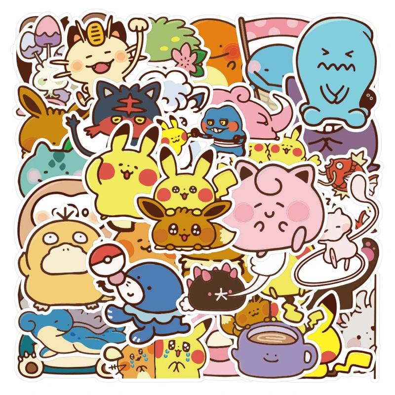 

50pcs Pokemon Psyduck Cartoon Graffiti Stickers Waterproof Stickers for Car Luggage Scooter Water Cup Guitar Pikachu