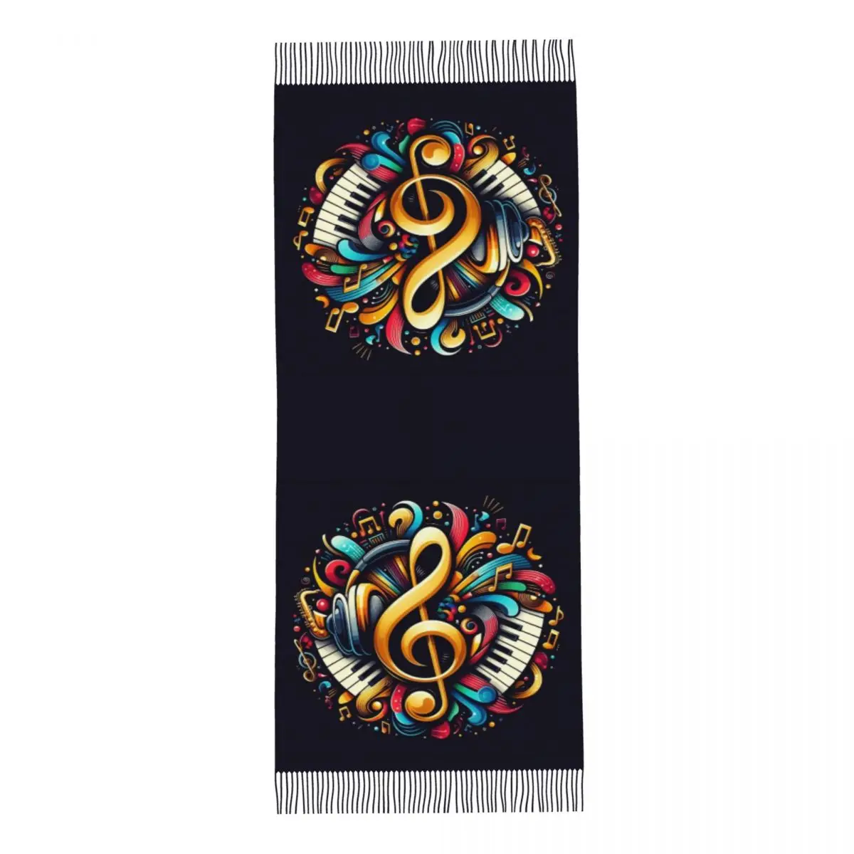 Шарф с принтом на заказ фортепианная клавиатура музыкальные ноты шарф для мужчин