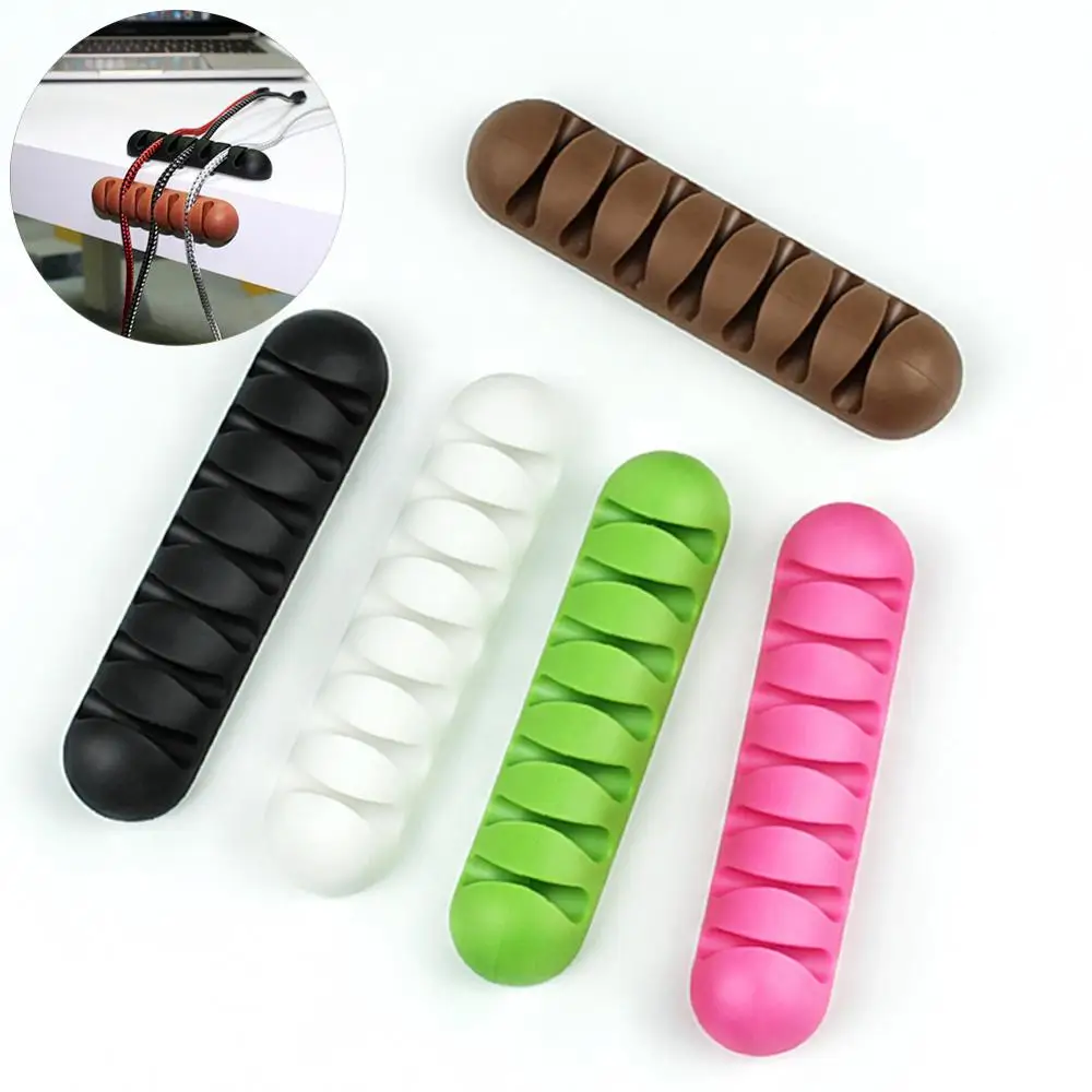 

7Holes Silicone Cable Winder USB Cable Organizer Wire Winder Cable Management Clips for Mouse Headphone Earphone Cable Holder