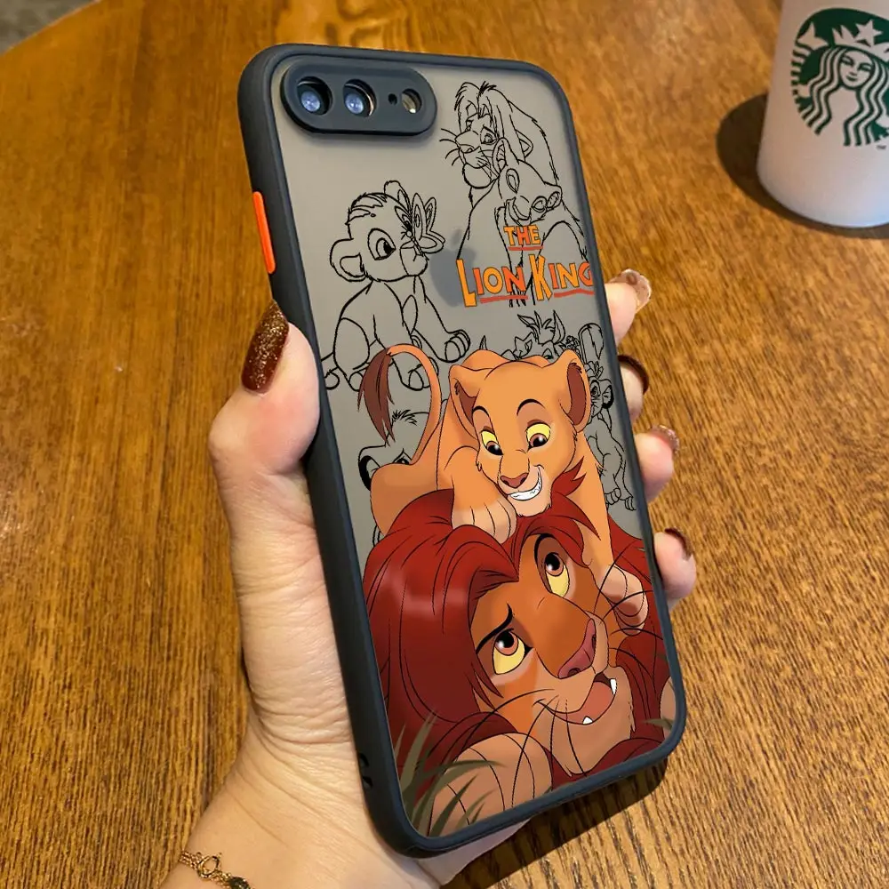 Фото Матовый полупрозрачный чехол Disney The Lion King для iPhone 17E 17 16 16E 15 14 13 12 11 Pro Max 17 Air 8 Plus XR XS, противоударный чехол №4