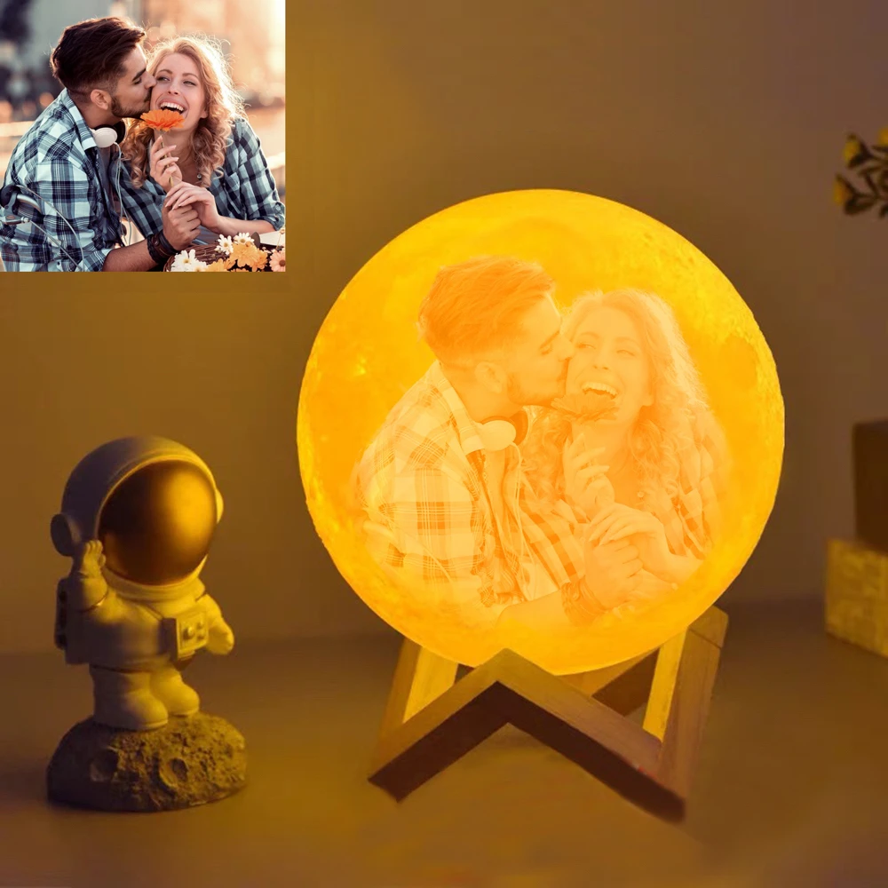 3D Custom Photo  Personalized Gift for Children, Wives, Couples and Family Night Lamp USB Charging Can Control the Moon