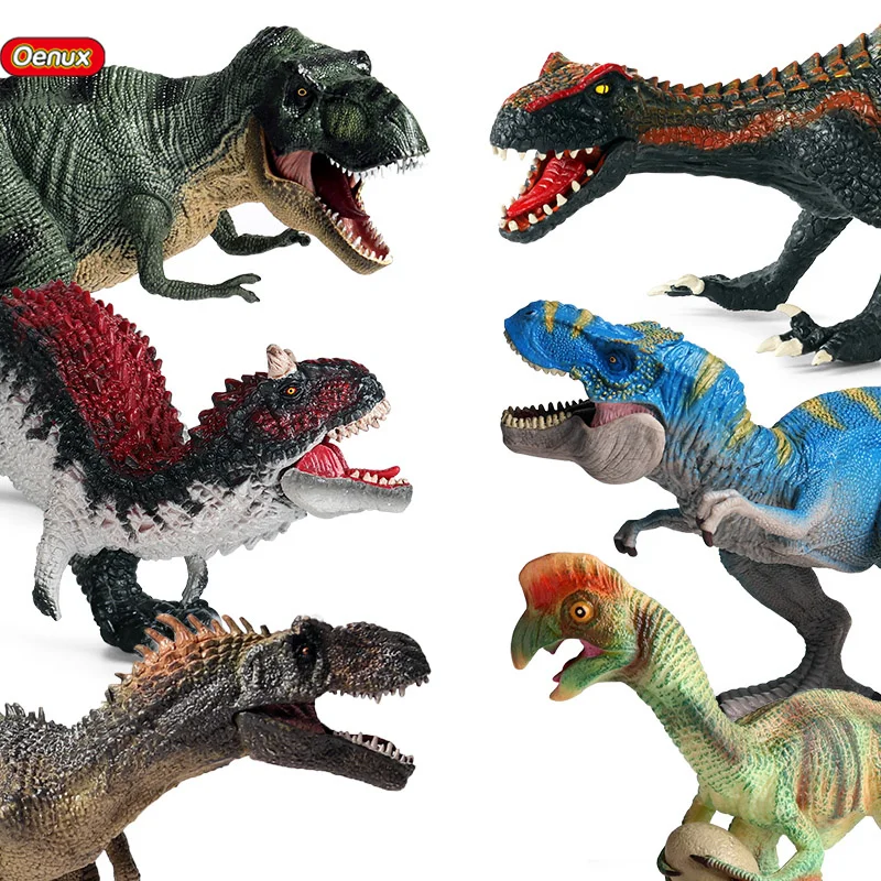 Oenux New Jurassic Carnivorous Carnotaurus Indoraptor T-REX Solid PVC Dinosaur World Animal Model Action Figures Toy Kids Gift