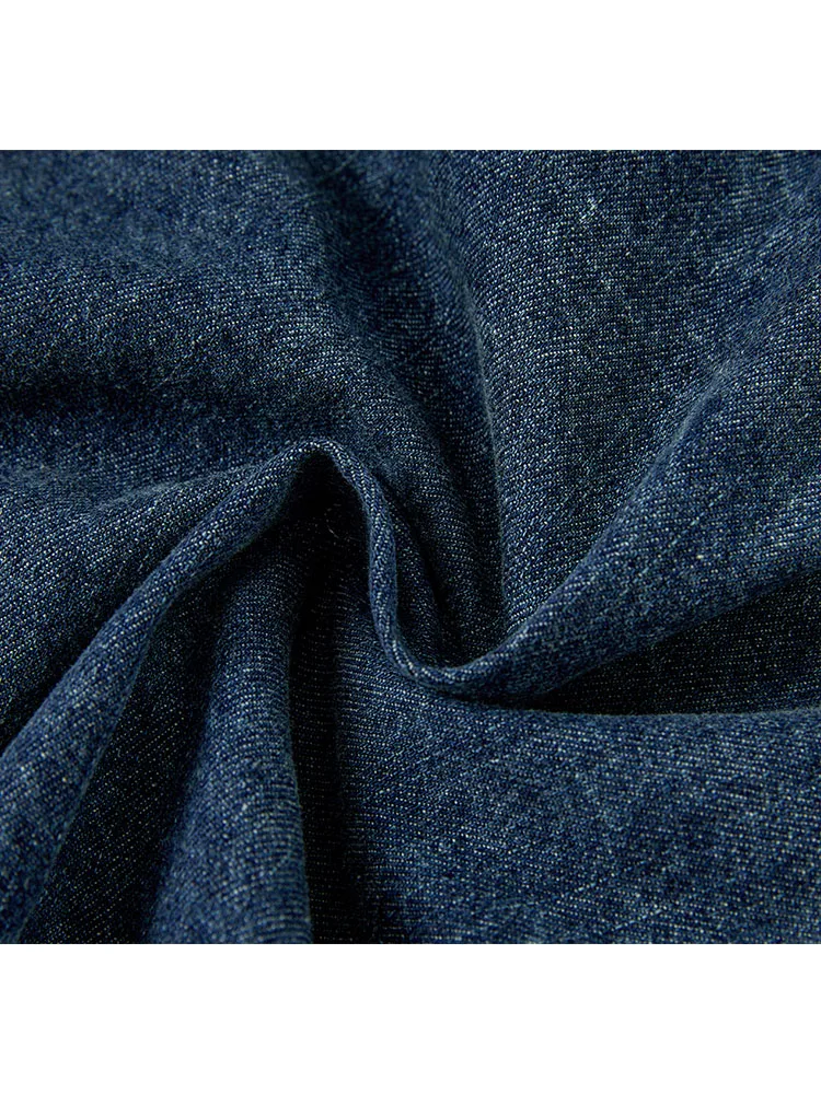 Женская джинсовая водолазка на пуговицах голубая Повседневная Блузка в