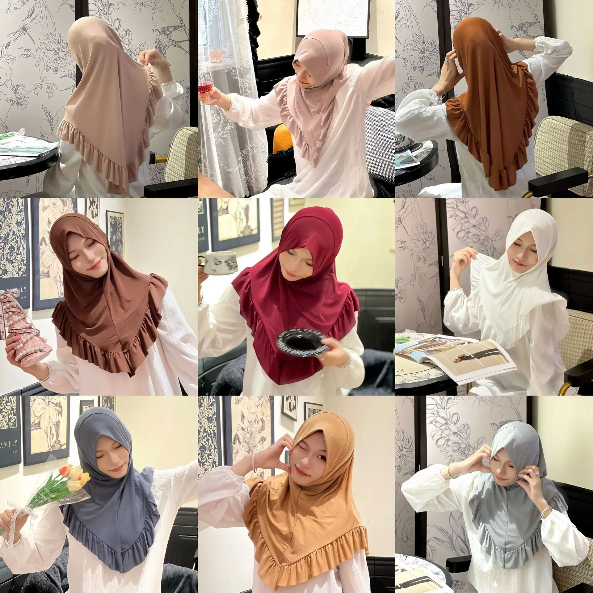 Новый мусульманский женский хиджаб с оборками Амира цельный молитвенный платок