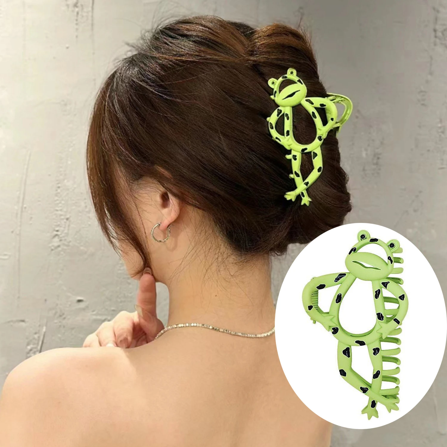 

Korea 2023 New Fashion Fine Girls Hairpins Accessories Alloy Green Frog For Women Simple Crab Hair Claw Clips Headdress