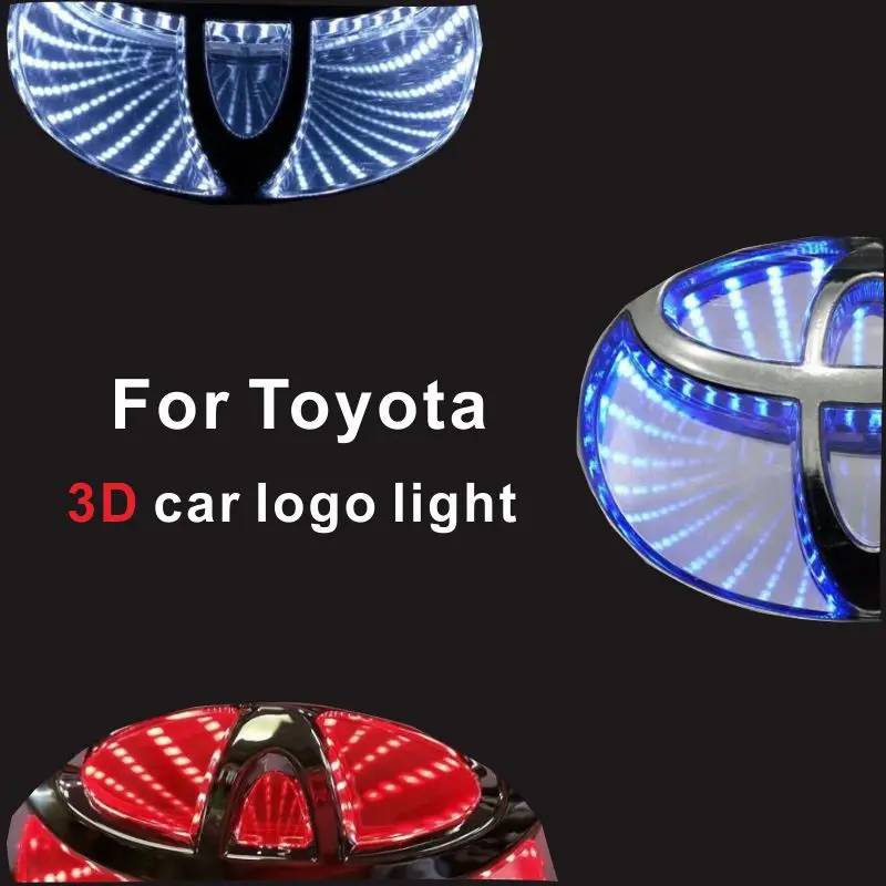 

1P For Toyota Crown Reiz Corolla Camry Vios Prado Elfa Car 3D China Mesh LED luminous logo light to decorative light auto parts