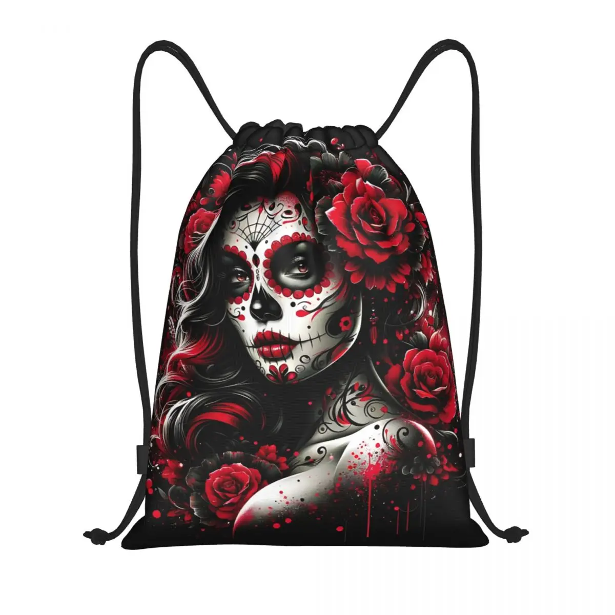 Пользовательский мексиканский Catrina сахарный череп татуировки рюкзак на шнурке