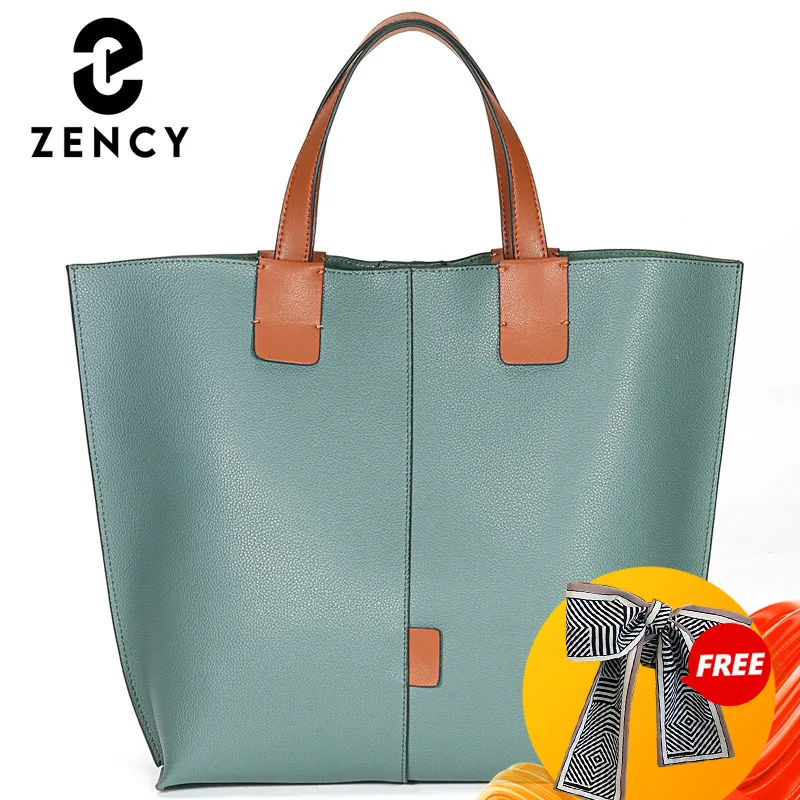 Zency 2022 New Arrival Fashion Female Handbag Big Capacity Women Shoulder Bag Simple Casual Tote Super Quality Bags Blue