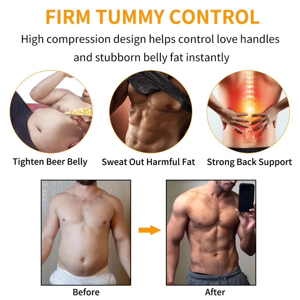 Men Body Shaper Waist Trainer Sweat Shirt Neoprene Sauna Suit Slimming T-Shirt Workout Shapewear Tank Tops For Weight Loss