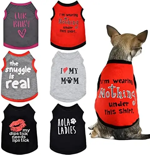 

6PCS Dog Shirt Summer Dog Clothes, Doggy Outfits Puppy Sweatshirt for Chihuahua Yorkies Male Cute Dog Vest for Pet Clothes Cat